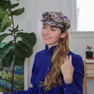 Vintage tapestry boho newsboy cap/hat 90s